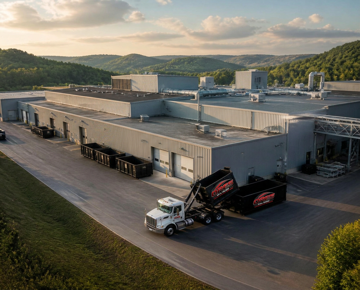 Aerial view of an East Tennessee industrial site served by ORES roll-off dumpsters